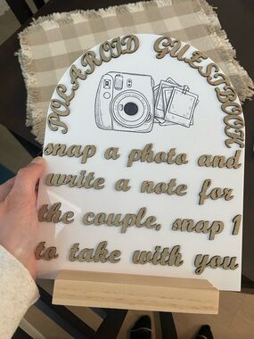 Polaroid Guestbook Sign - White & Natural Wood